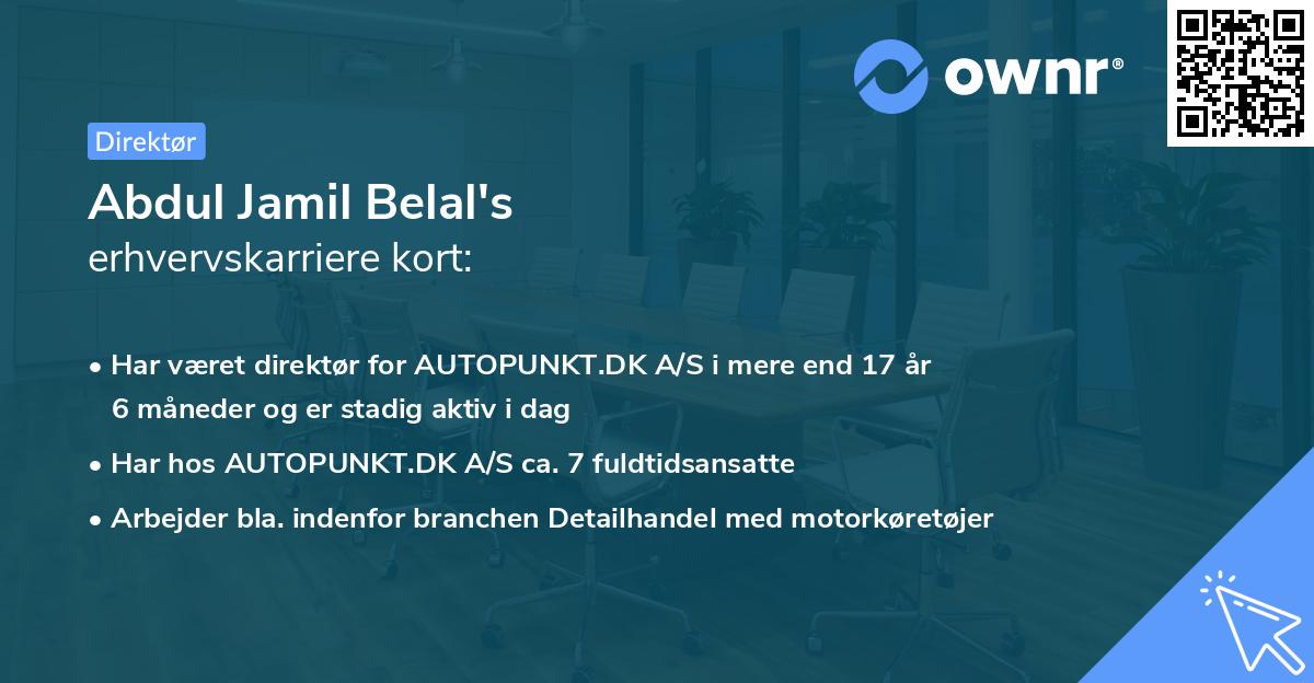 Abdul Jamil Belal's erhvervskarriere kort