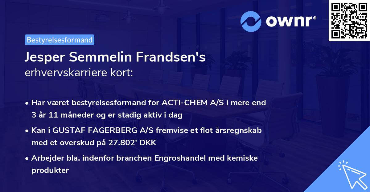 Jesper Semmelin Frandsen's erhvervskarriere kort