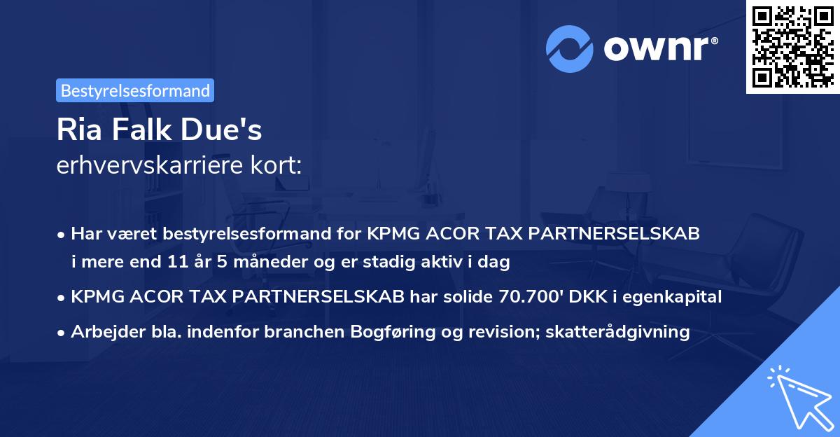 Ria Falk Due's erhvervskarriere kort