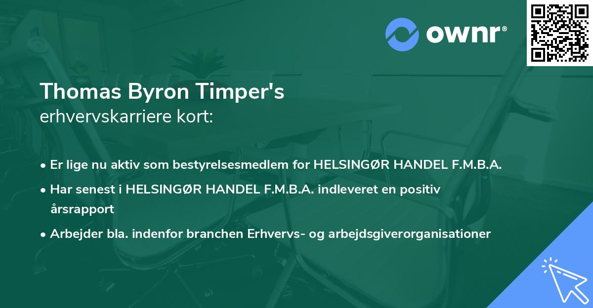 Thomas Byron Timper's erhvervskarriere kort