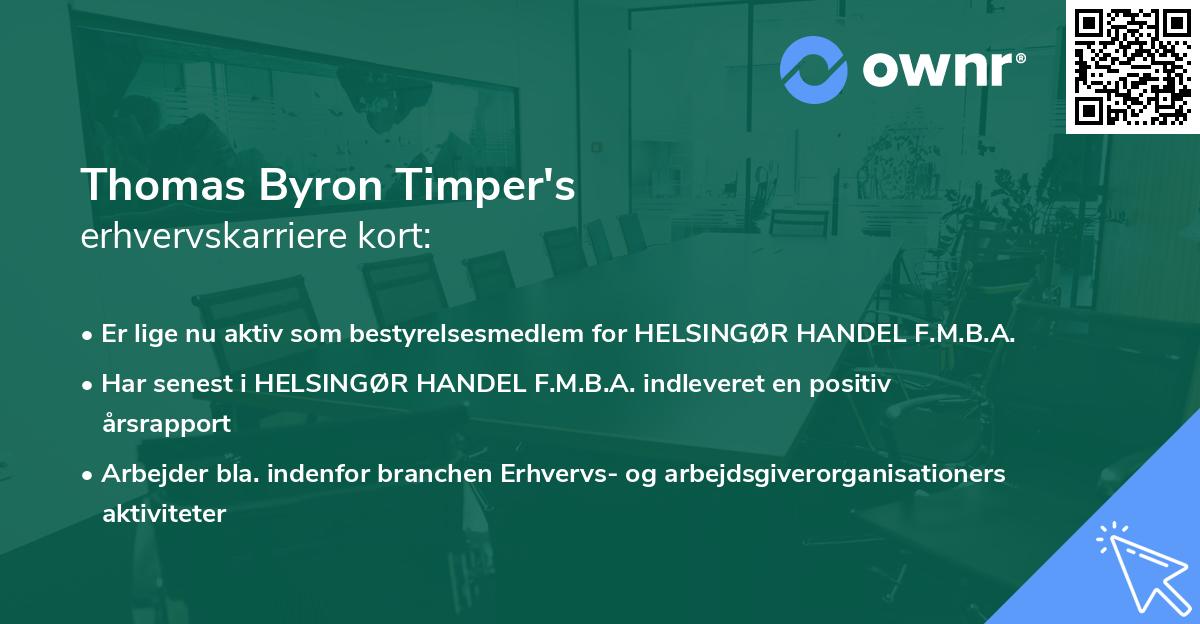 Thomas Byron Timper's erhvervskarriere kort