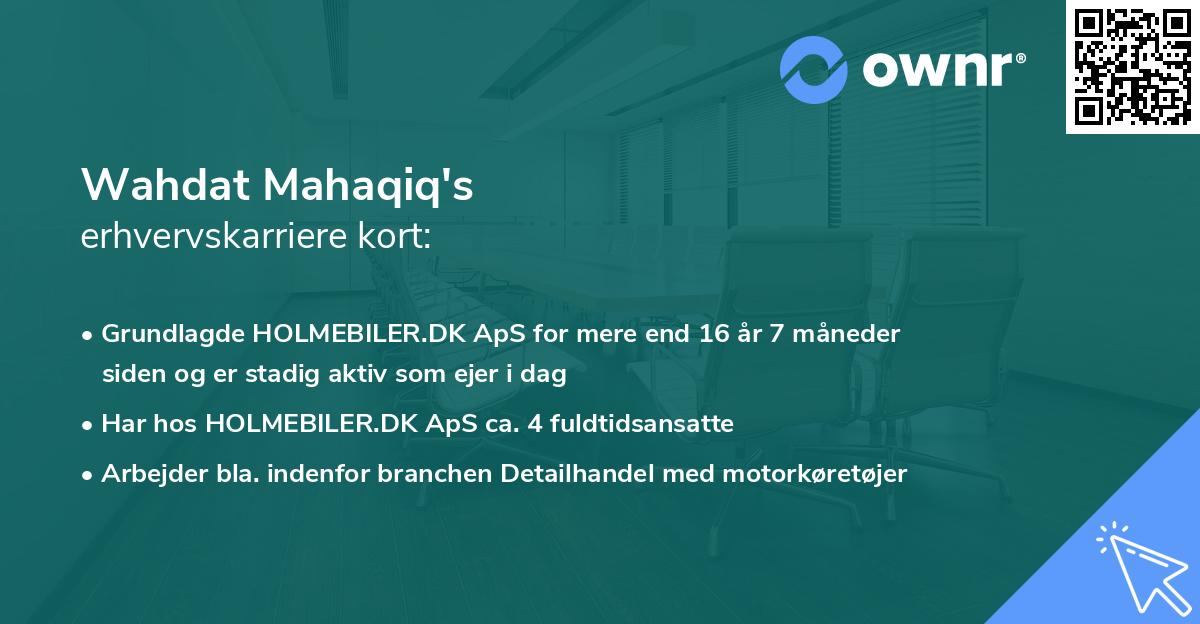 Wahdat Mahaqiq's erhvervskarriere kort