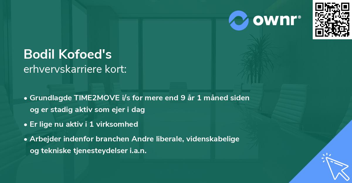 Bodil Kofoed's erhvervskarriere kort