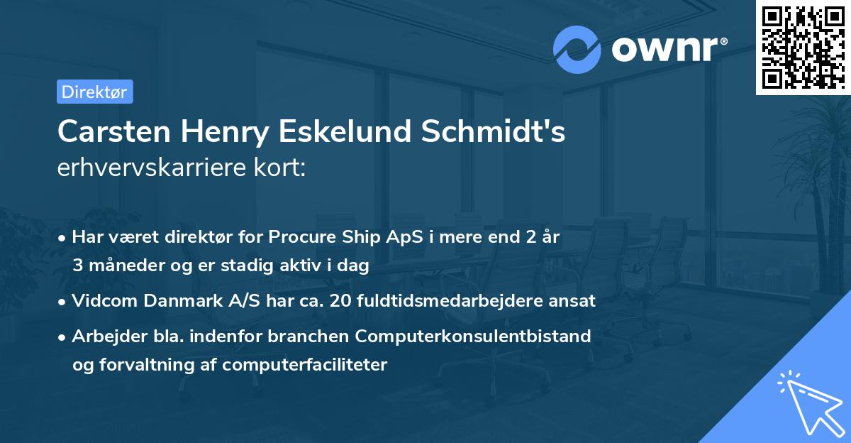 Carsten Henry Eskelund Schmidt's erhvervskarriere kort