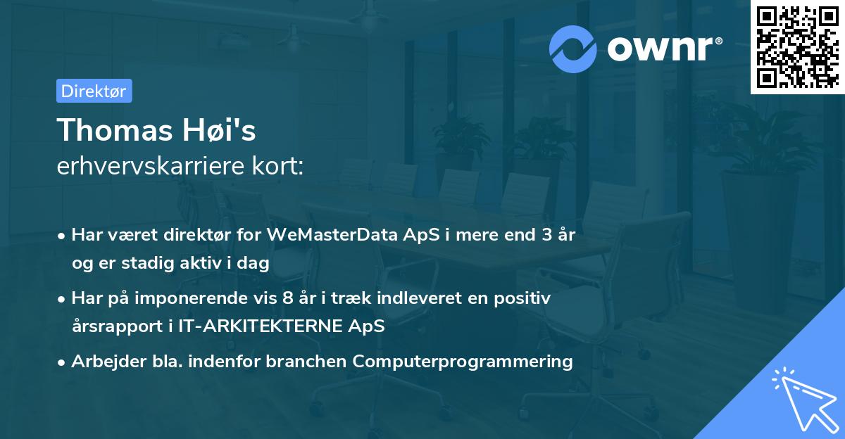 Thomas Høi's erhvervskarriere kort