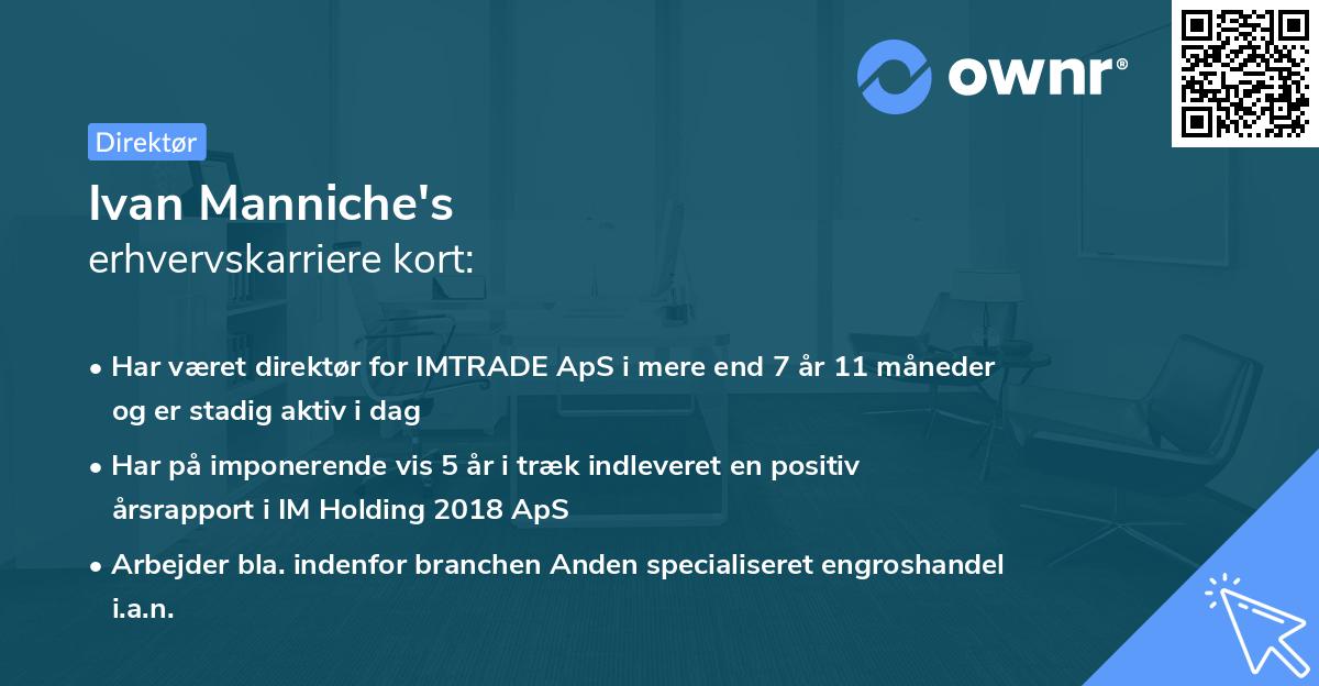 Ivan Manniche's erhvervskarriere kort