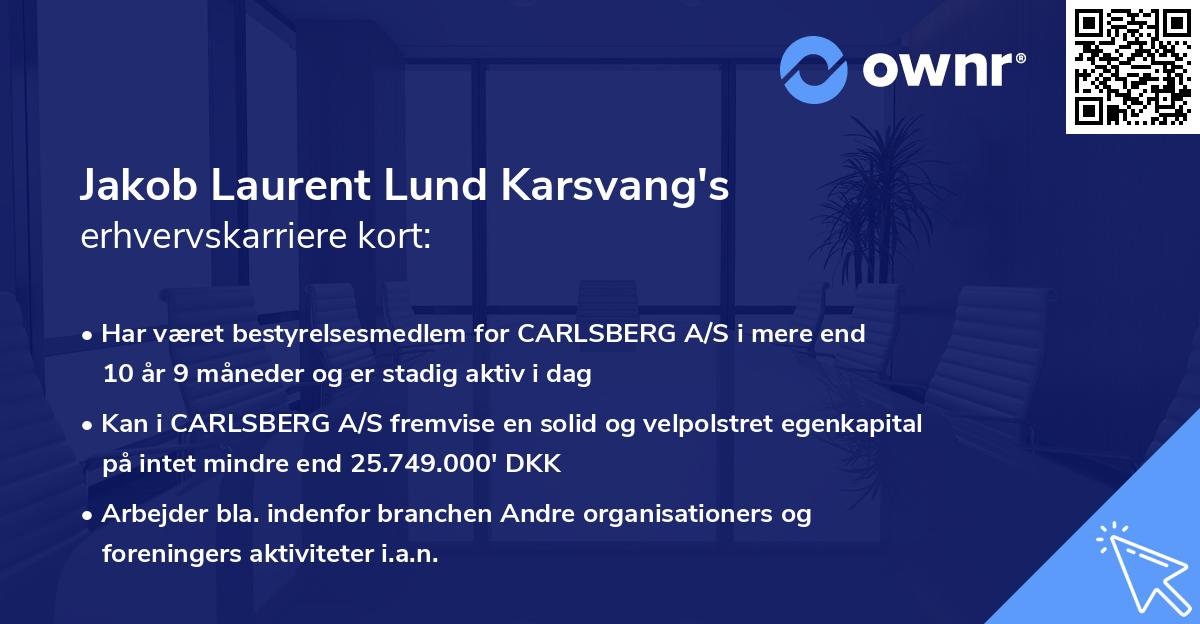 Jakob Laurent Lund Karsvang's erhvervskarriere kort