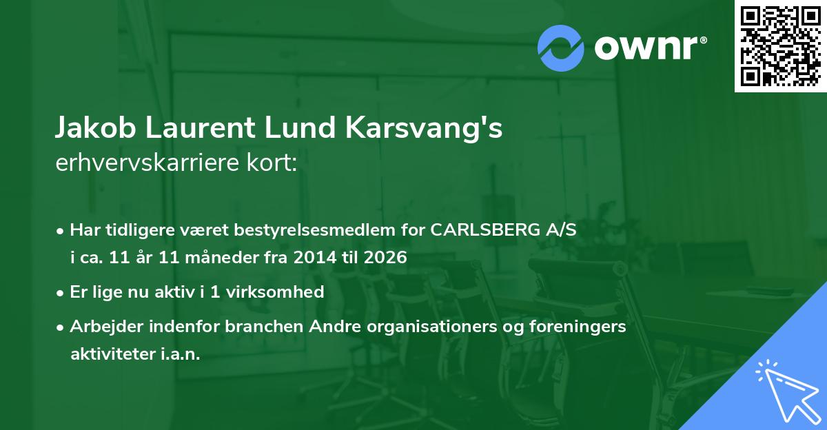 Jakob Laurent Lund Karsvang's erhvervskarriere kort