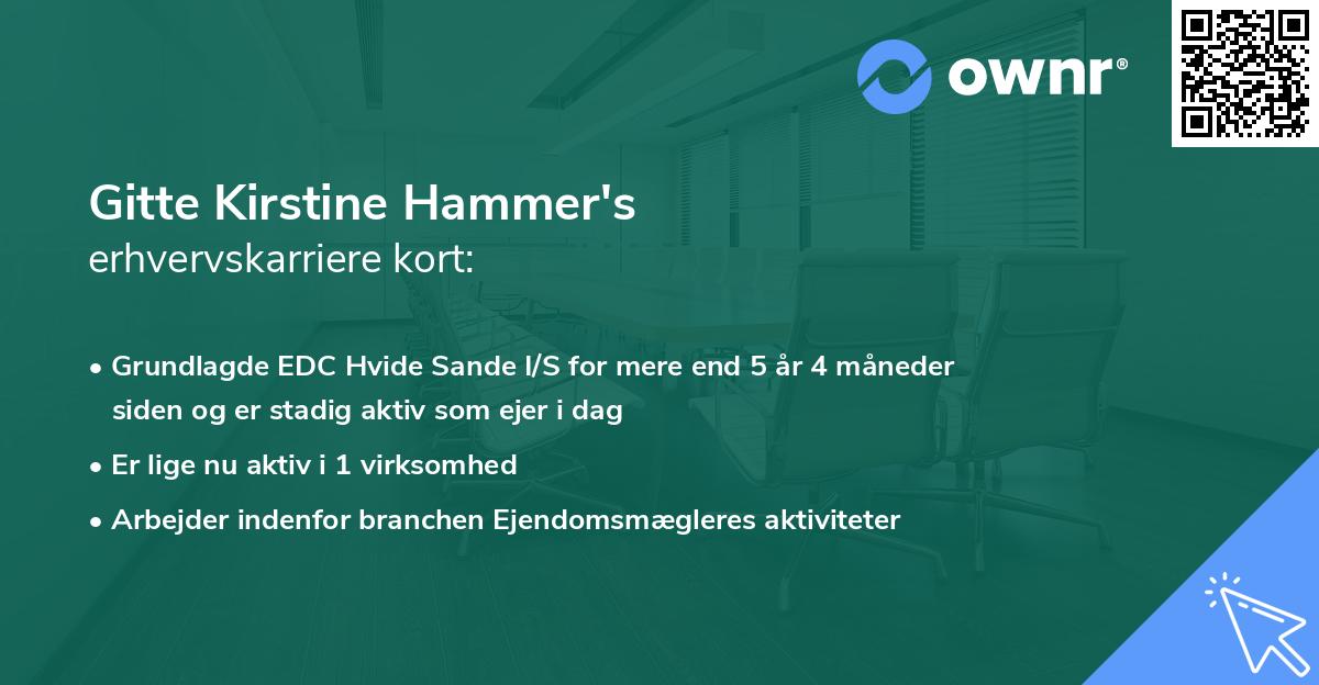Gitte Kirstine Hammer's erhvervskarriere kort