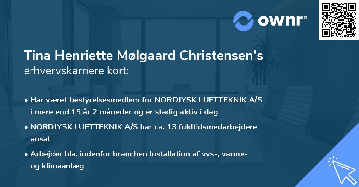 Tina Henriette Mølgaard Christensen's erhvervskarriere kort