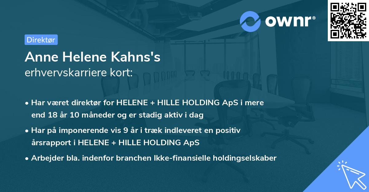 Anne Helene Kahns's erhvervskarriere kort