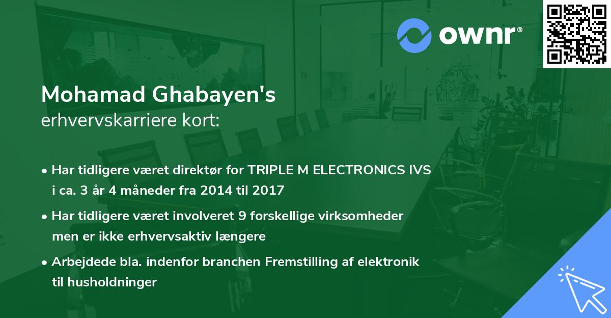 Mohamad Ghabayen's erhvervskarriere kort
