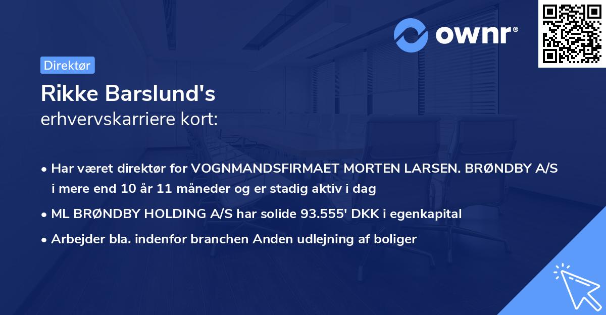 Rikke Barslund's erhvervskarriere kort