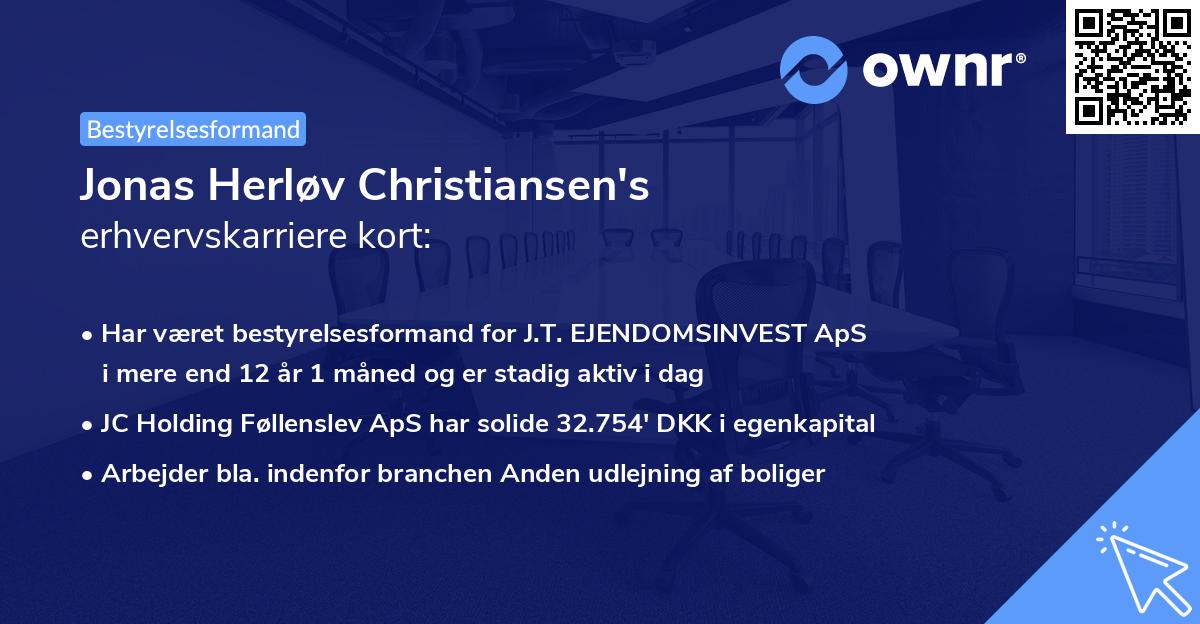 Jonas Herløv Christiansen's erhvervskarriere kort
