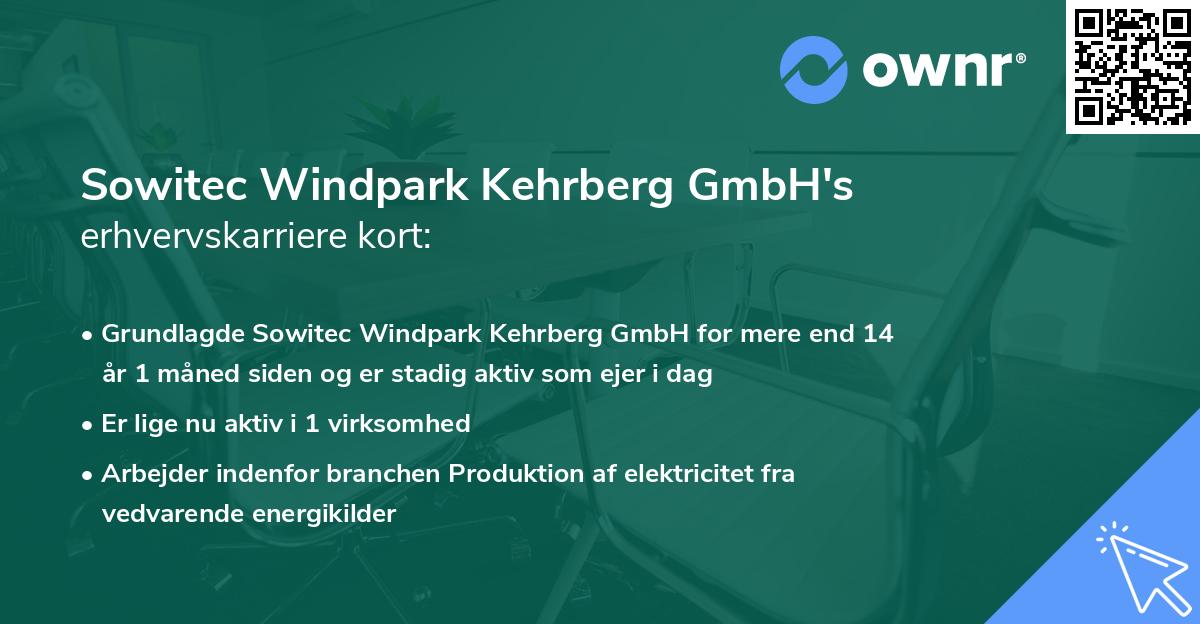 Sowitec Windpark Kehrberg GmbH's erhvervskarriere kort