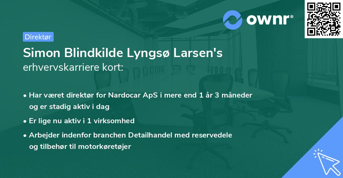 Simon Blindkilde Lyngsø Larsen's erhvervskarriere kort