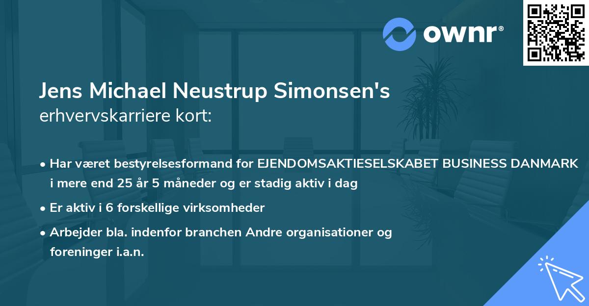 Jens Michael Neustrup Simonsen's erhvervskarriere kort