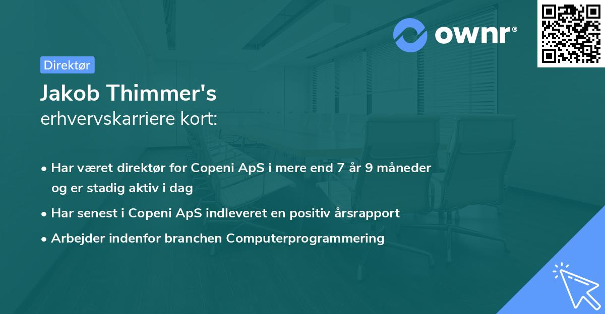 Jakob Thimmer's erhvervskarriere kort