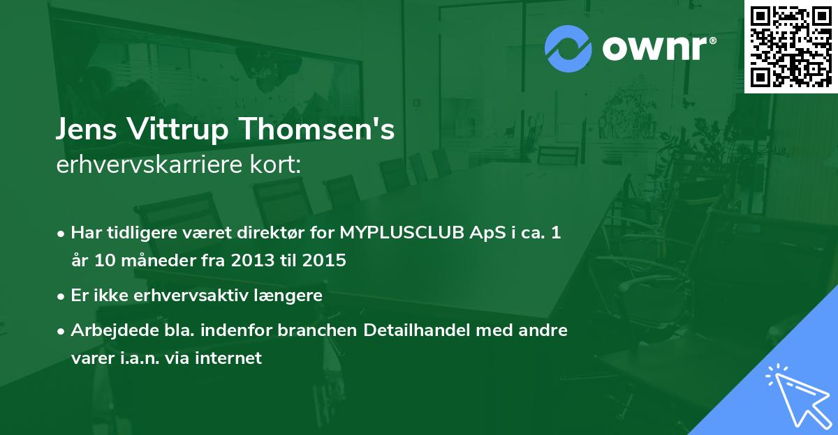 Jens Vittrup Thomsen's erhvervskarriere kort