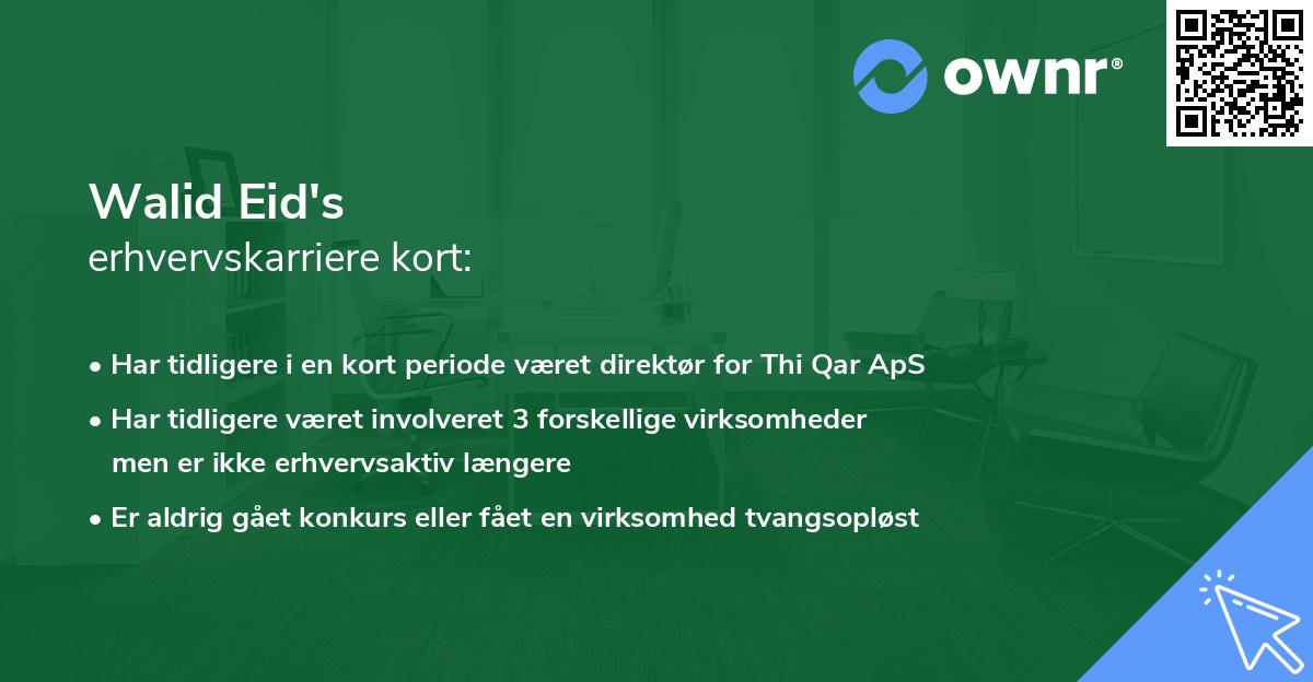 Walid Eid's erhvervskarriere kort