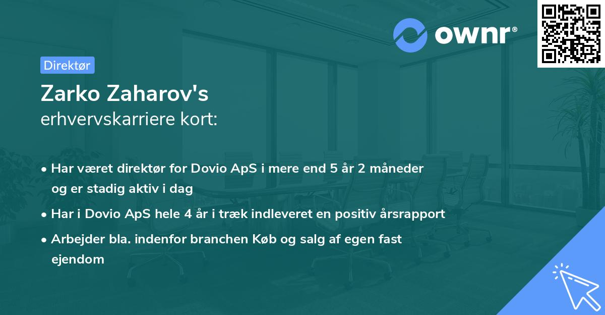 Zarko Zaharov's erhvervskarriere kort