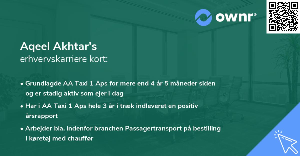 Aqeel Akhtar's erhvervskarriere kort