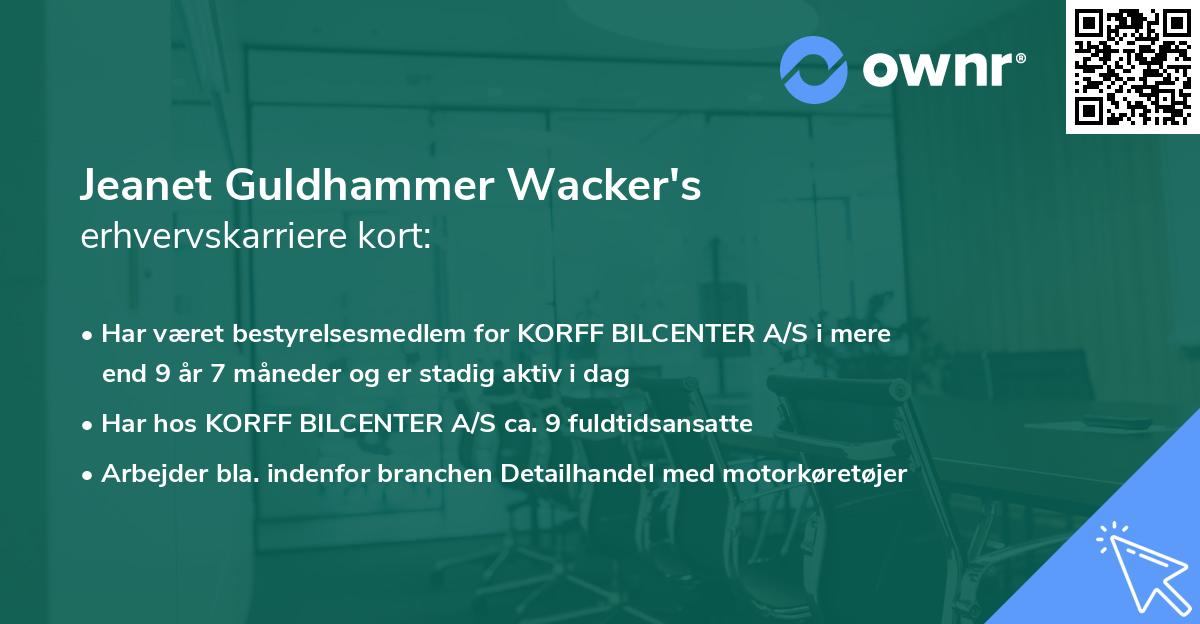 Jeanet Guldhammer Wacker's erhvervskarriere kort