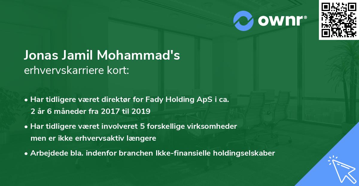 Jonas Jamil Mohammad's erhvervskarriere kort