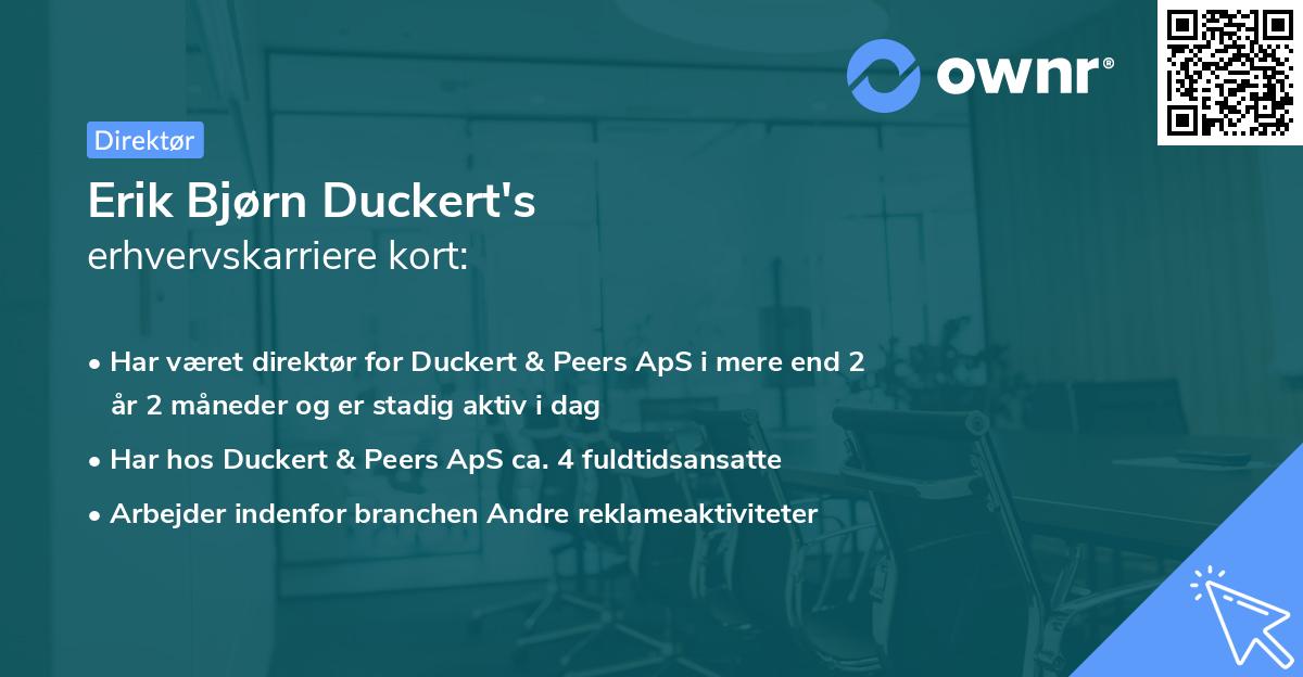 Erik Bjørn Duckert's erhvervskarriere kort