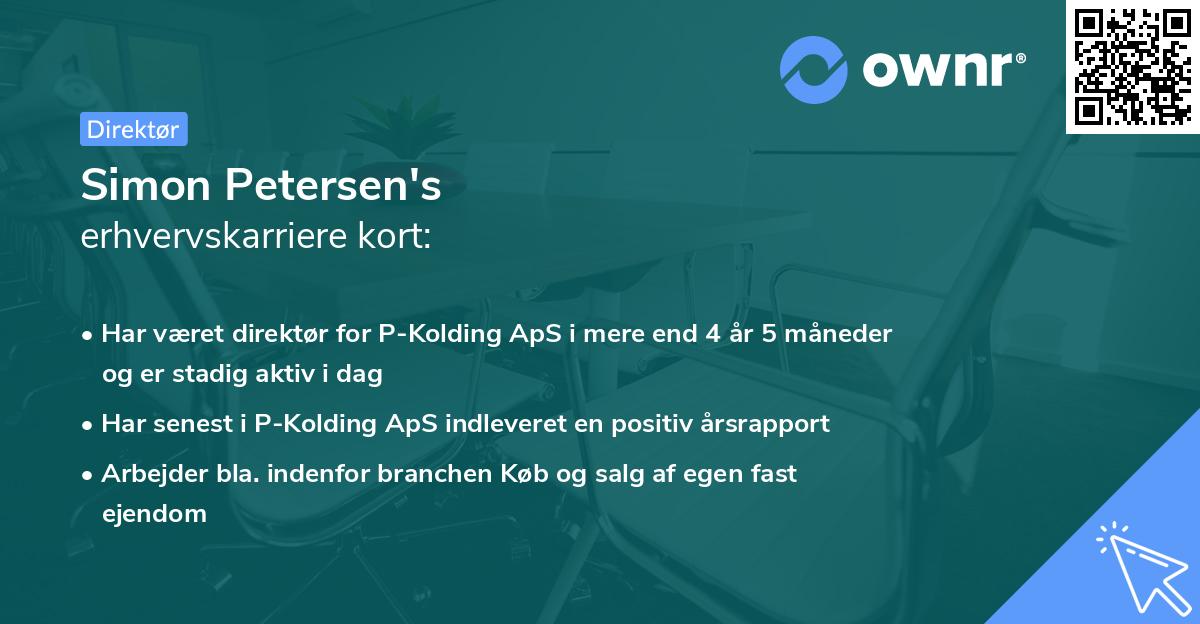 Simon Petersen's erhvervskarriere kort