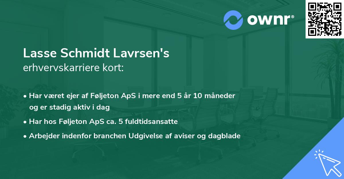 Lasse Schmidt Lavrsen's erhvervskarriere kort