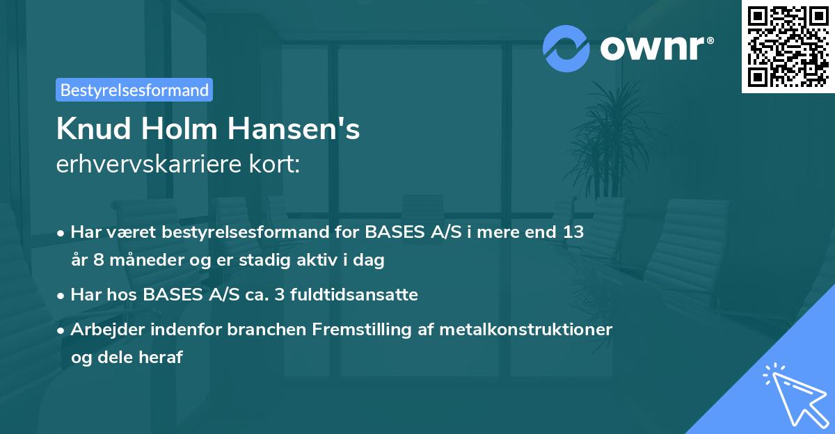 Knud Holm Hansen's erhvervskarriere kort