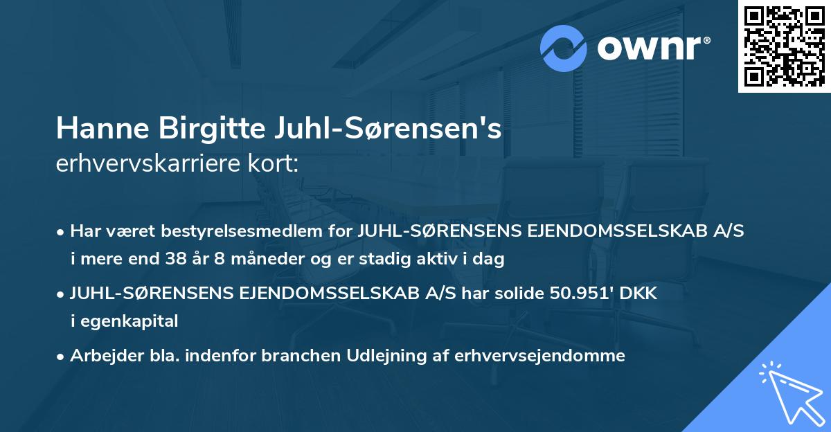 Hanne Birgitte Juhl-Sørensen's erhvervskarriere kort