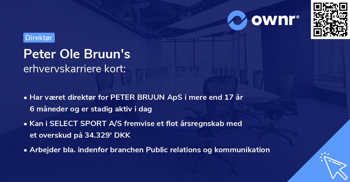 Peter Ole Bruun's erhvervskarriere kort