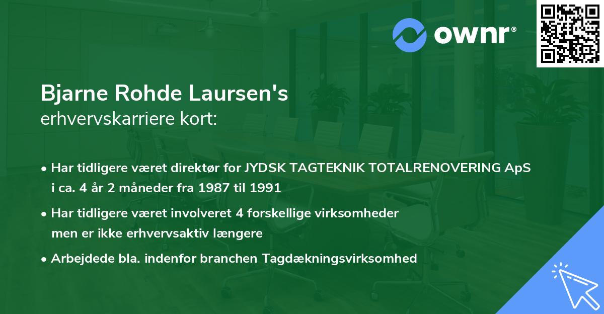 Bjarne Rohde Laursen's erhvervskarriere kort