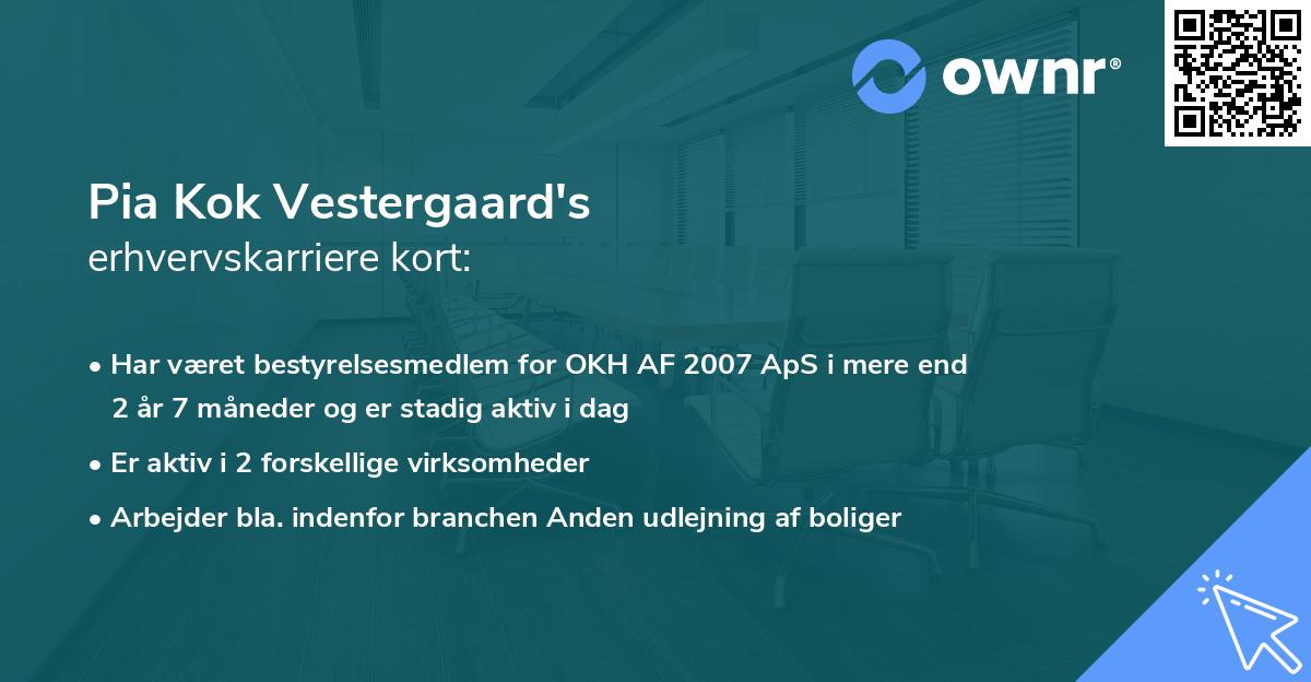 Pia Kok Vestergaard's erhvervskarriere kort