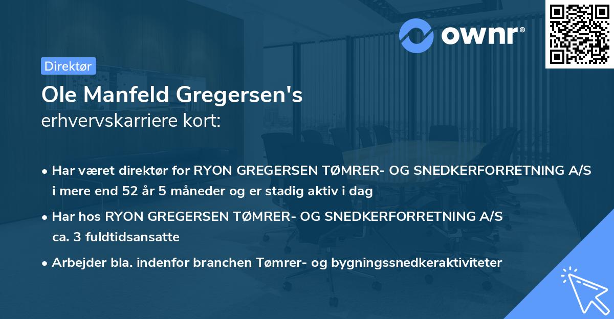 Ole Manfeld Gregersen's erhvervskarriere kort