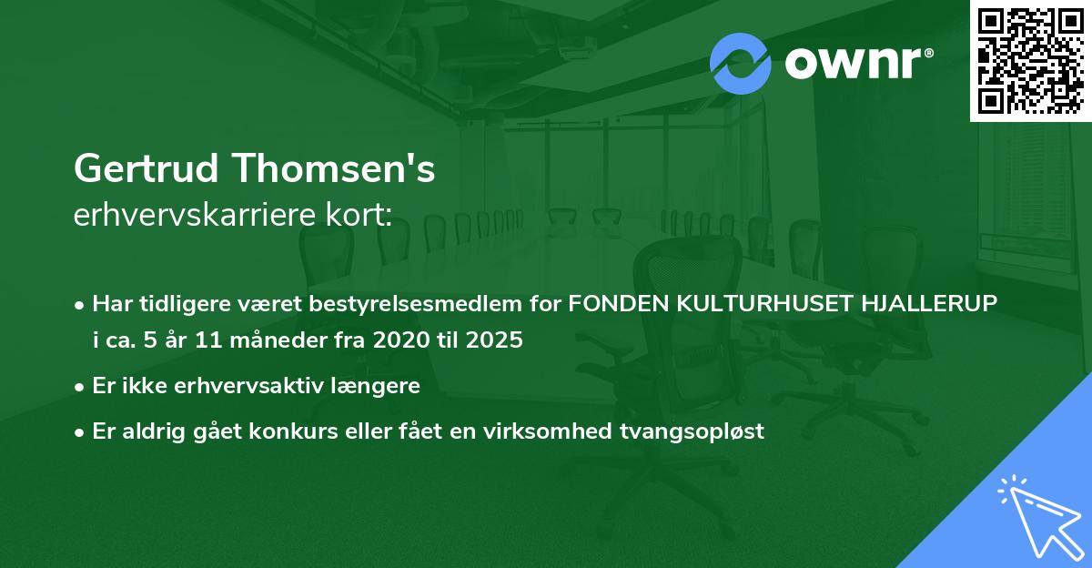Gertrud Thomsen's erhvervskarriere kort