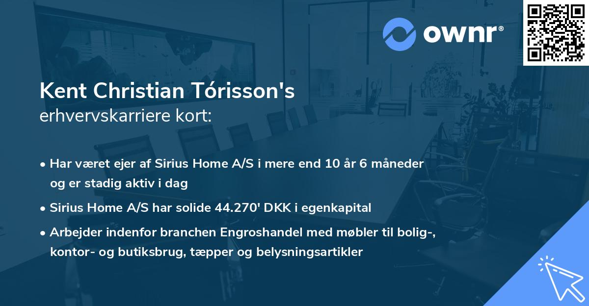 Kent Christian Tórisson's erhvervskarriere kort