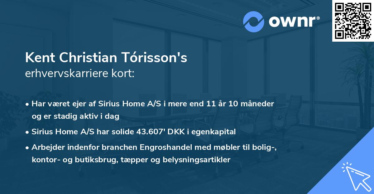 Kent Christian Tórisson's erhvervskarriere kort
