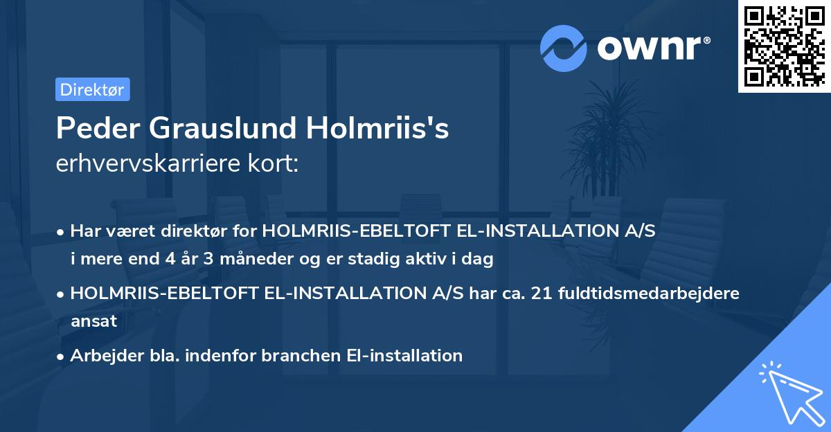 Peder Grauslund Holmriis's erhvervskarriere kort