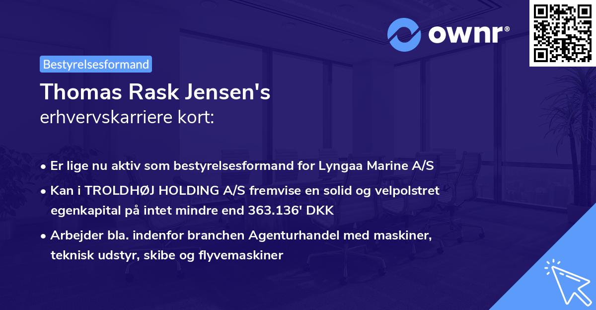 Thomas Rask Jensen's erhvervskarriere kort