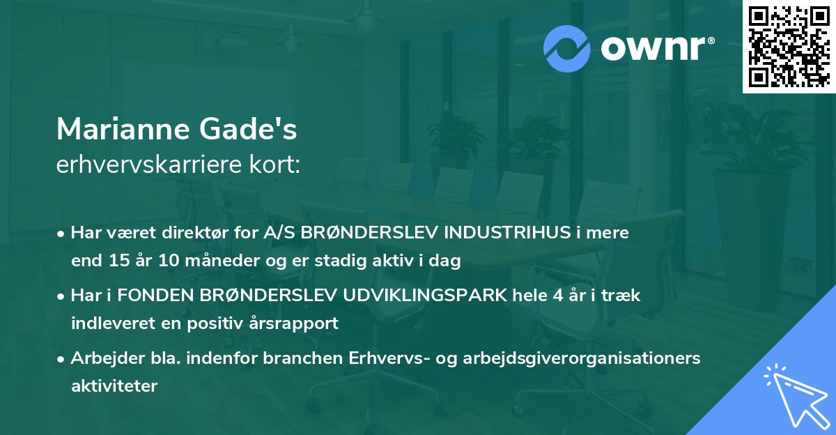 Marianne Gade's erhvervskarriere kort