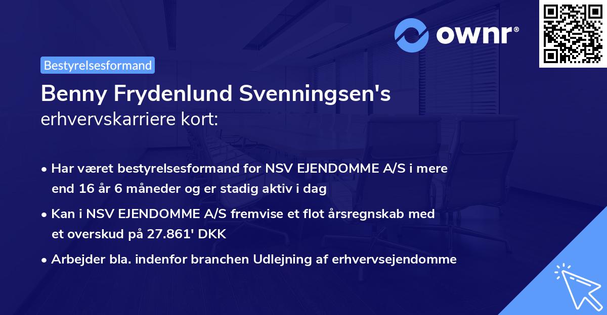 Benny Frydenlund Svenningsen's erhvervskarriere kort