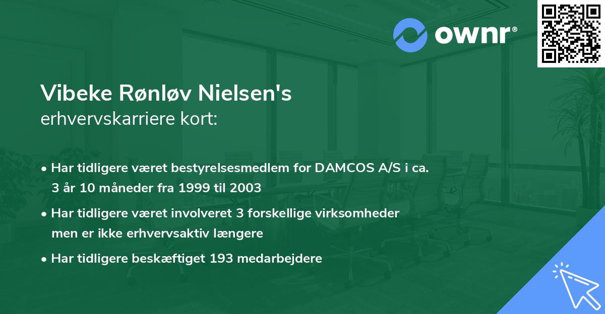 Vibeke Rønløv Nielsen's erhvervskarriere kort