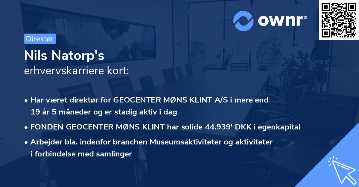 Nils Natorp's erhvervskarriere kort