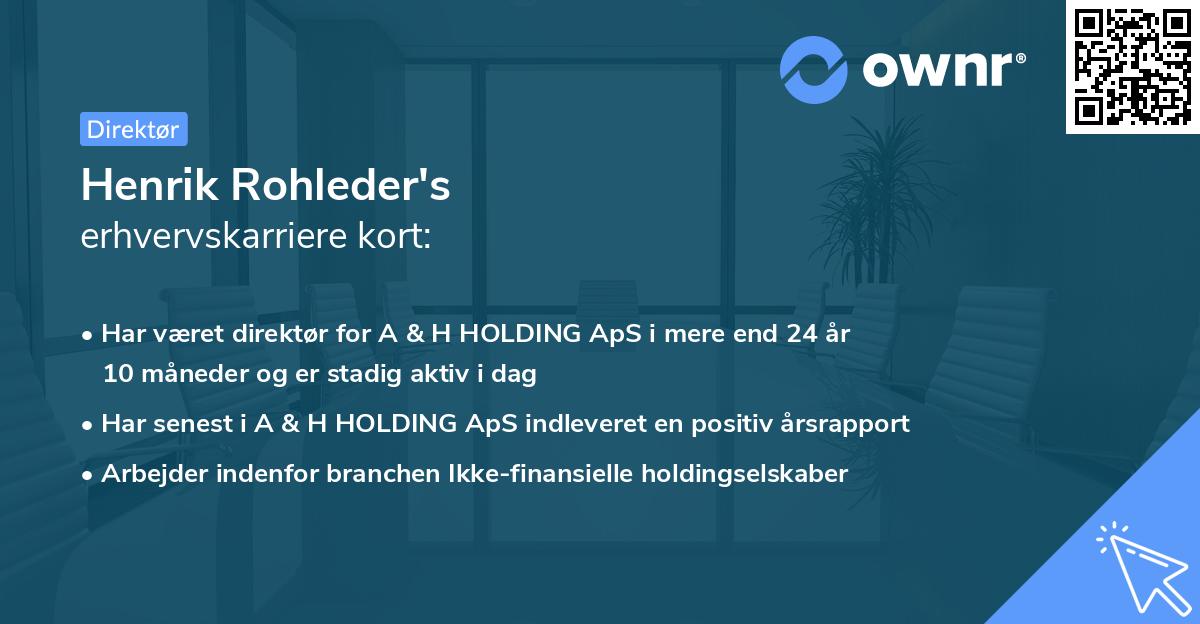 Henrik Rohleder's erhvervskarriere kort