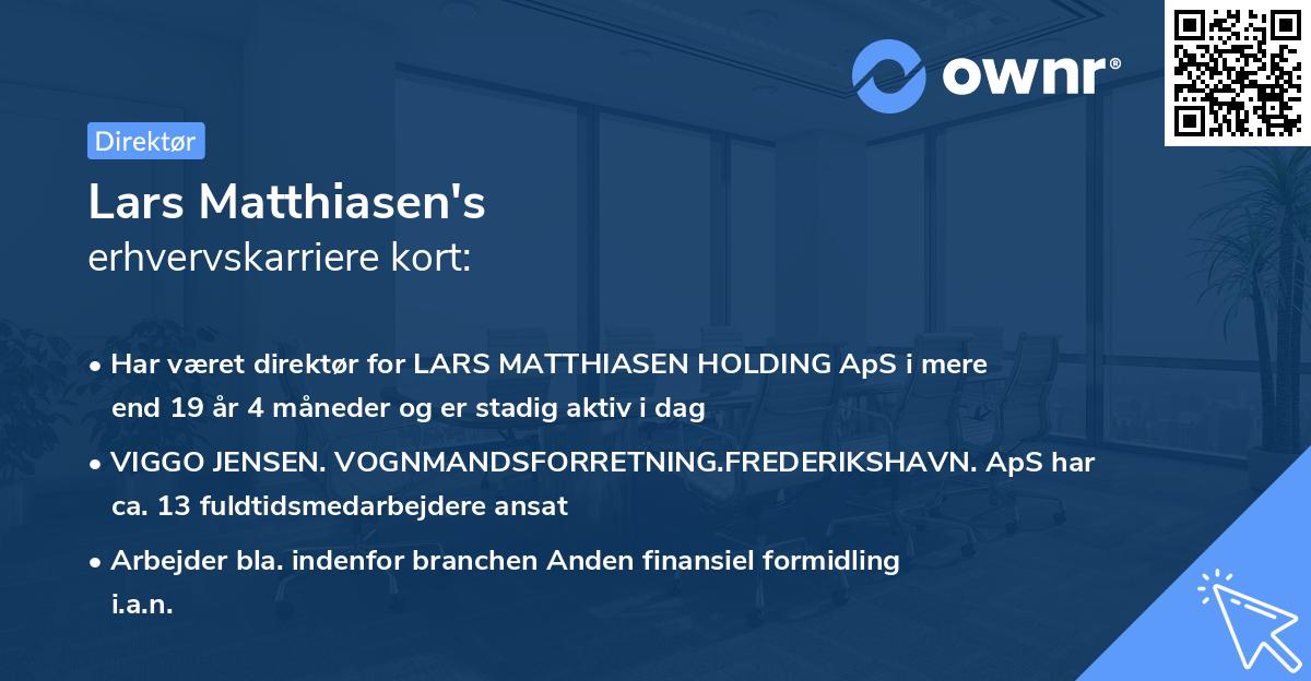 Lars Matthiasen's erhvervskarriere kort