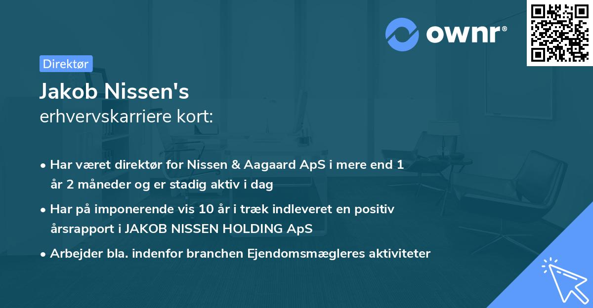 Jakob Nissen's erhvervskarriere kort