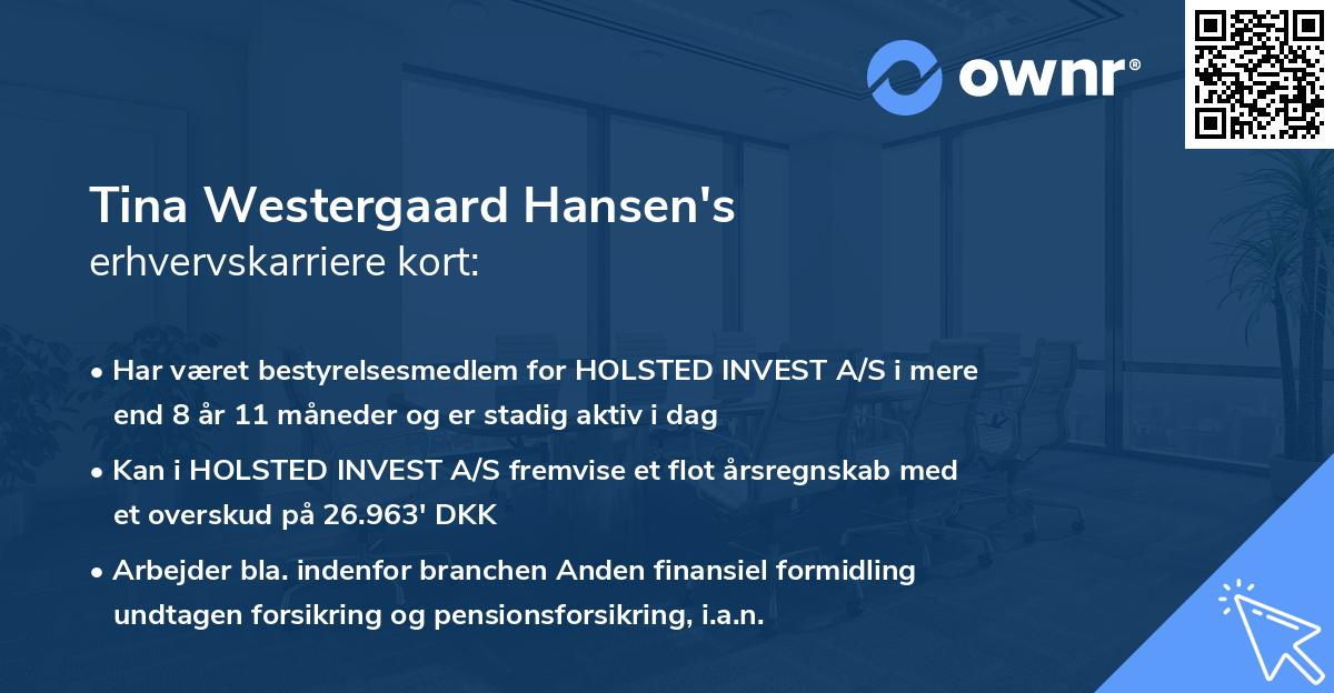 Tina Westergaard Hansen's erhvervskarriere kort